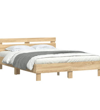 Bettgestell mit Kopfteil LED-Beleuchtung Sonoma-Eiche 150x200cm