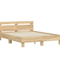 Bettgestell mit Kopfteil LED-Beleuchtung Sonoma-Eiche 150x200cm