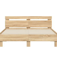 Bettgestell mit Kopfteil LED-Beleuchtung Sonoma-Eiche 150x200cm