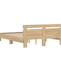 Bettgestell mit Kopfteil LED-Beleuchtung Sonoma-Eiche 150x200cm