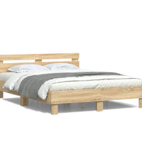 Bettgestell mit Kopfteil LED-Beleuchtung Sonoma-Eiche 150x200cm