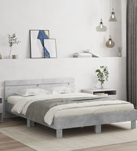 Bettgestell mit Kopfteil LED-Beleuchtung Betongrau 150x200 cm