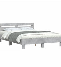 Bettgestell mit Kopfteil LED-Beleuchtung Betongrau 150x200 cm