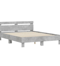 Bettgestell mit Kopfteil LED-Beleuchtung Betongrau 150x200 cm