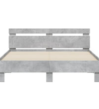 Bettgestell mit Kopfteil LED-Beleuchtung Betongrau 150x200 cm