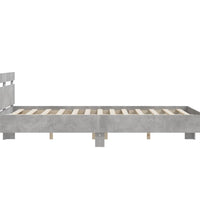 Bettgestell mit Kopfteil LED-Beleuchtung Betongrau 150x200 cm