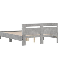 Bettgestell mit Kopfteil LED-Beleuchtung Betongrau 150x200 cm