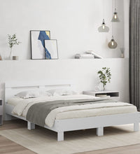 Bettgestell mit Kopfteil LED-Beleuchtung Weiß 140x200 cm