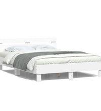 Bettgestell mit Kopfteil LED-Beleuchtung Weiß 140x200 cm