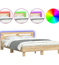 Bettgestell mit Kopfteil LED-Beleuchtung Sonoma-Eiche 140x200cm