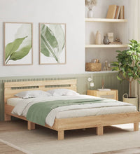 Bettgestell mit Kopfteil LED-Beleuchtung Sonoma-Eiche 140x200cm