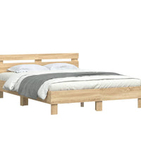 Bettgestell mit Kopfteil LED-Beleuchtung Sonoma-Eiche 140x200cm