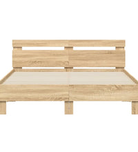 Bettgestell mit Kopfteil LED-Beleuchtung Sonoma-Eiche 140x200cm