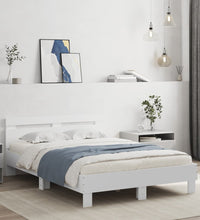 Bettgestell mit Kopfteil LED-Beleuchtung Weiß 120x200 cm