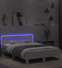 Bettgestell mit Kopfteil LED-Beleuchtung Weiß 120x200 cm