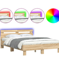 Bettgestell mit Kopfteil LED-Beleuchtung Sonoma-Eiche 120x200cm
