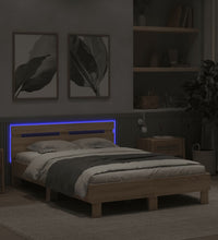 Bettgestell mit Kopfteil LED-Beleuchtung Sonoma-Eiche 120x200cm