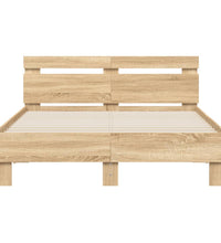 Bettgestell mit Kopfteil LED-Beleuchtung Sonoma-Eiche 120x200cm