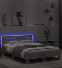 Bettgestell mit Kopfteil LED-Beleuchtung Betongrau 120x200 cm