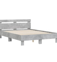 Bettgestell mit Kopfteil LED-Beleuchtung Betongrau 120x200 cm