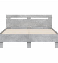 Bettgestell mit Kopfteil LED-Beleuchtung Betongrau 120x200 cm