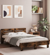 Bettgestell mit Kopfteil LED-Beleuchtung Räuchereiche 120x200cm