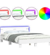 Bettgestell mit Kopfteil LED-Beleuchtung Weiß 140x190 cm