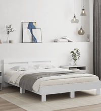 Bettgestell mit Kopfteil LED-Beleuchtung Weiß 140x190 cm