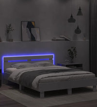 Bettgestell mit Kopfteil LED-Beleuchtung Weiß 140x190 cm