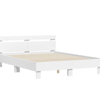 Bettgestell mit Kopfteil LED-Beleuchtung Weiß 140x190 cm