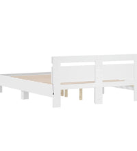 Bettgestell mit Kopfteil LED-Beleuchtung Weiß 140x190 cm