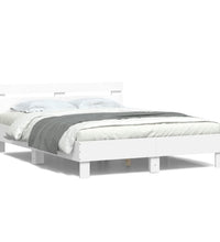 Bettgestell mit Kopfteil LED-Beleuchtung Weiß 140x190 cm