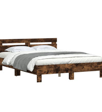 Bettgestell mit Kopfteil LED-Beleuchtung Räuchereiche 140x190cm