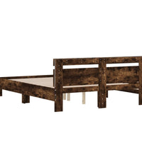 Bettgestell mit Kopfteil LED-Beleuchtung Räuchereiche 140x190cm