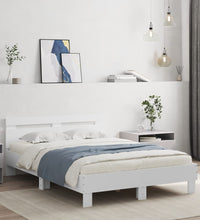 Bettgestell mit Kopfteil LED-Beleuchtung Weiß 135x190 cm