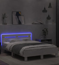 Bettgestell mit Kopfteil LED-Beleuchtung Weiß 135x190 cm