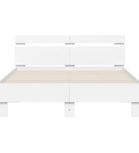 Bettgestell mit Kopfteil LED-Beleuchtung Weiß 135x190 cm