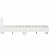 Bettgestell mit Kopfteil LED-Beleuchtung Weiß 135x190 cm