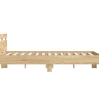 Bettgestell mit Kopfteil LED-Beleuchtung Sonoma-Eiche 135x190cm