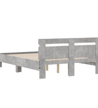 Bettgestell mit Kopfteil LED-Beleuchtung Betongrau 135x190 cm