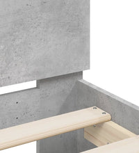 Bettgestell mit Kopfteil LED-Beleuchtung Betongrau 135x190 cm