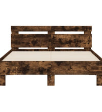 Bettgestell mit Kopfteil LED-Beleuchtung Räuchereiche 135x190cm