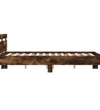 Bettgestell mit Kopfteil LED-Beleuchtung Räuchereiche 135x190cm