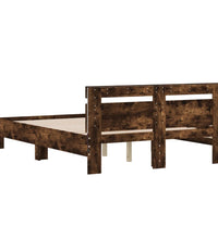 Bettgestell mit Kopfteil LED-Beleuchtung Räuchereiche 135x190cm