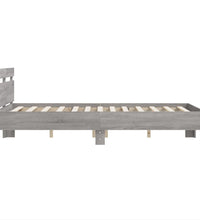 Bettgestell mit Kopfteil LED-Beleuchtung Grau Sonoma 135x190 cm