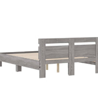 Bettgestell mit Kopfteil LED-Beleuchtung Grau Sonoma 135x190 cm