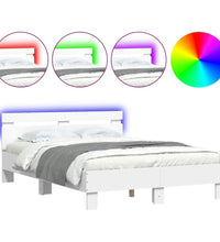 Bettgestell mit Kopfteil LED-Beleuchtung Weiß 120x190 cm