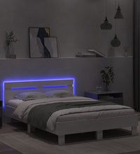 Bettgestell mit Kopfteil LED-Beleuchtung Weiß 120x190 cm