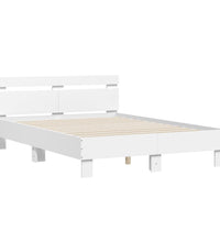 Bettgestell mit Kopfteil LED-Beleuchtung Weiß 120x190 cm