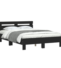 Bettgestell mit Kopfteil LED-Beleuchtung Schwarz 120x190 cm